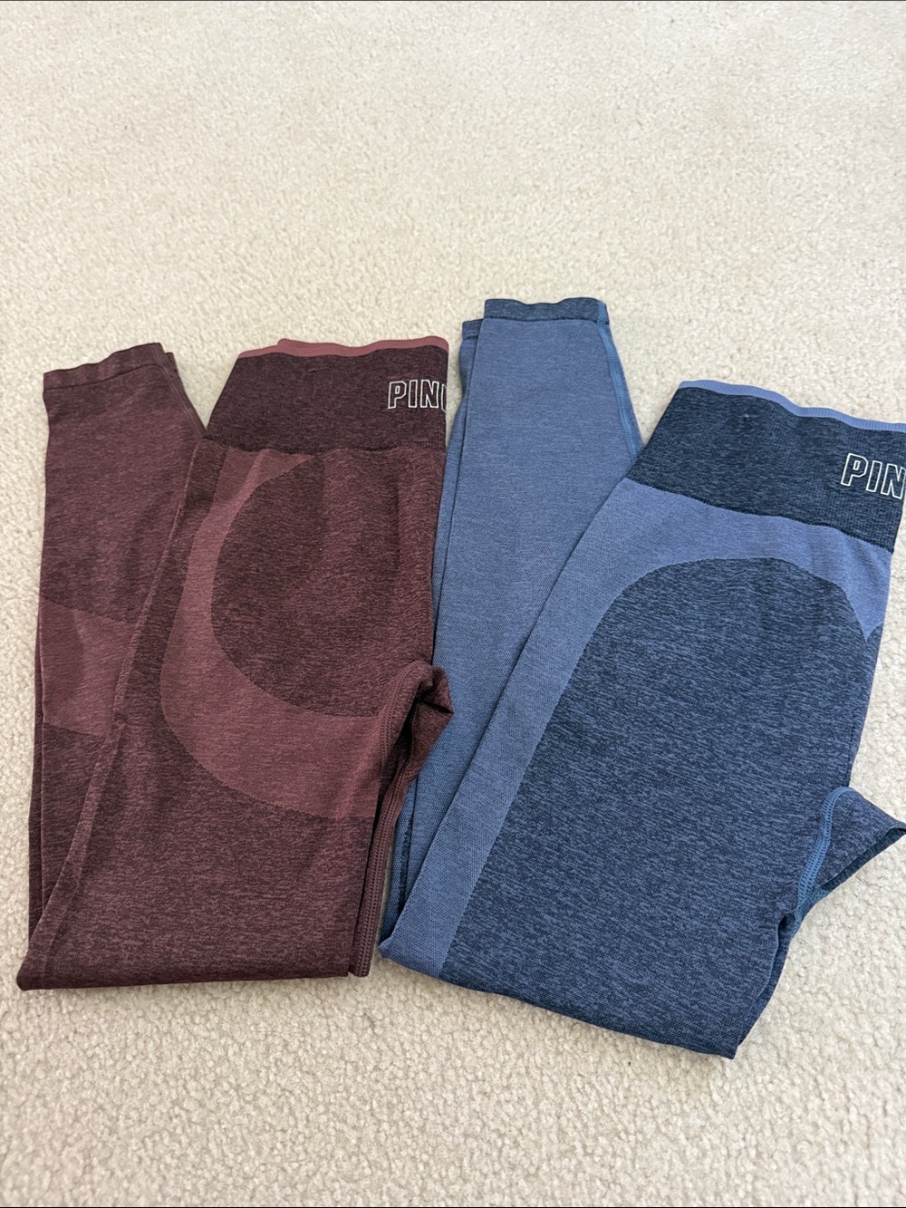 PINK Victoria's Secret Seamless Leggings - Maroon and Blue (2-Pack)
